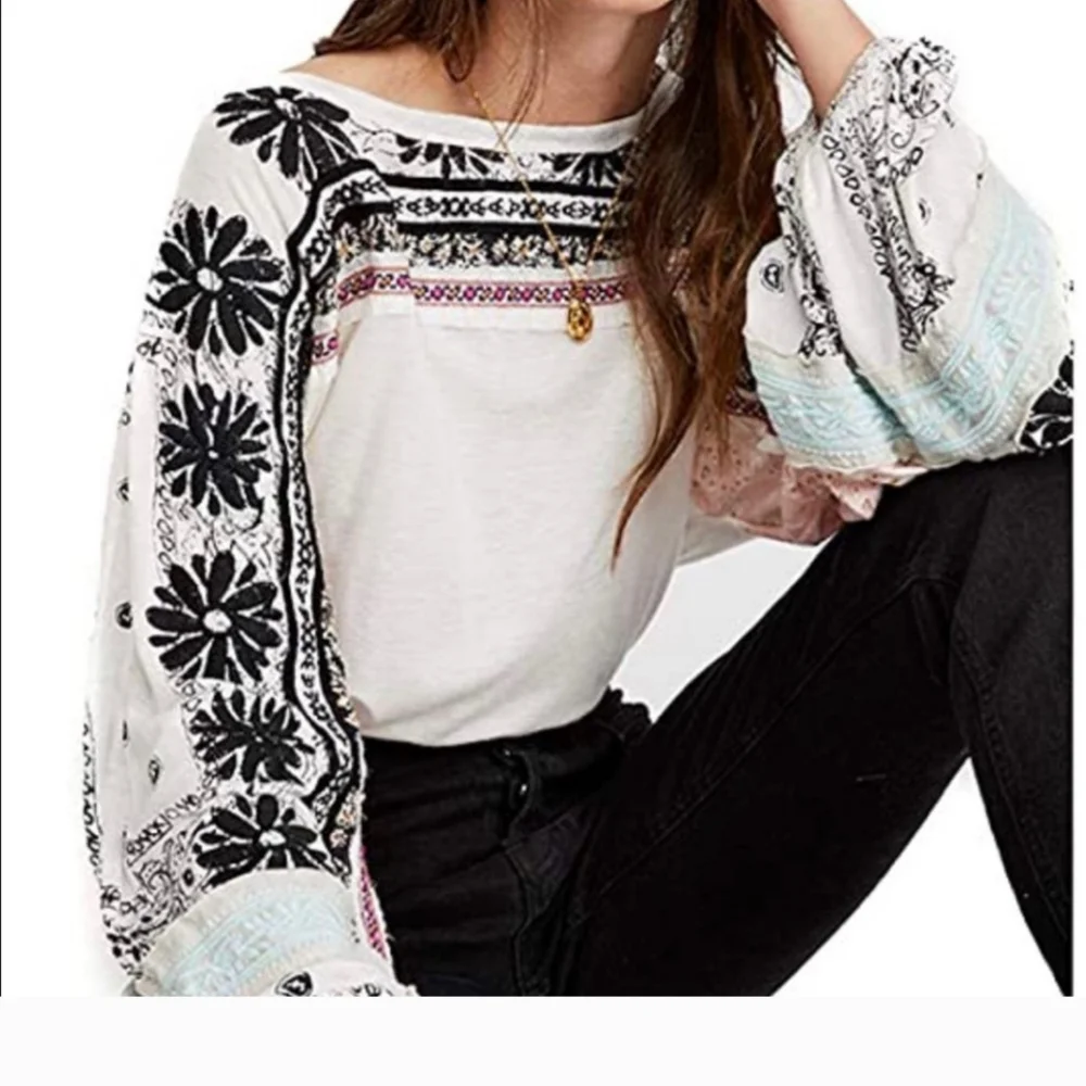 Free People Tripoli top in blush combo